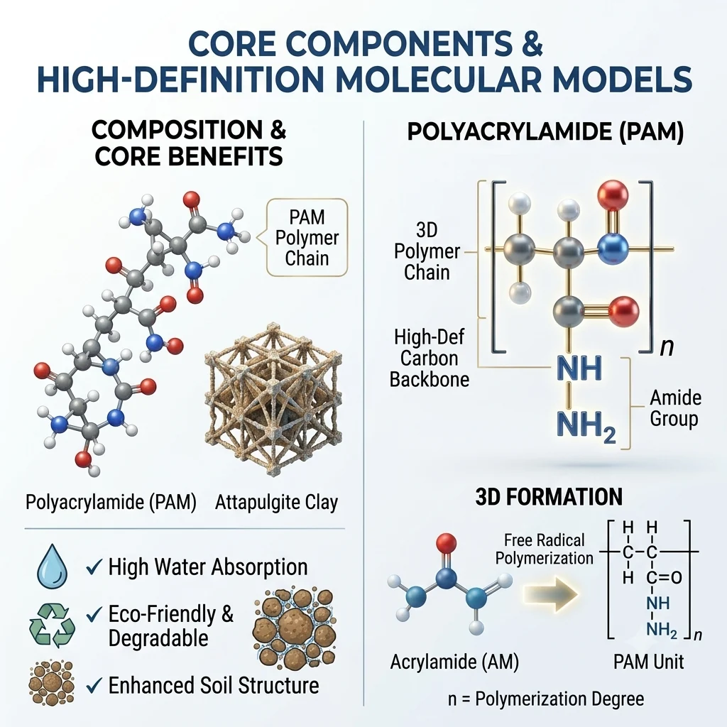 Polyacrylamide structure and general mechanism illustration