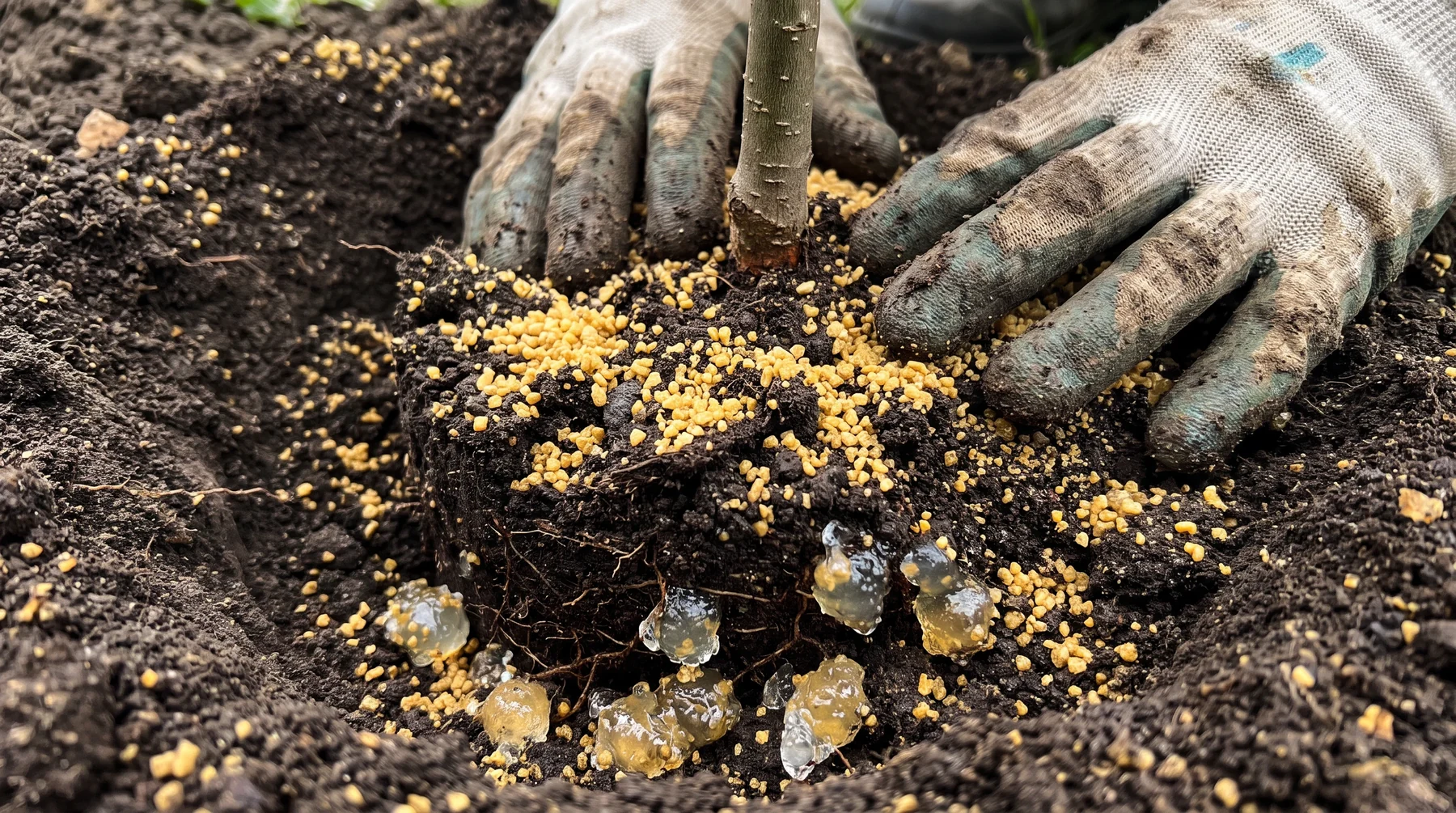 Root-zone material placement during tree transplanting