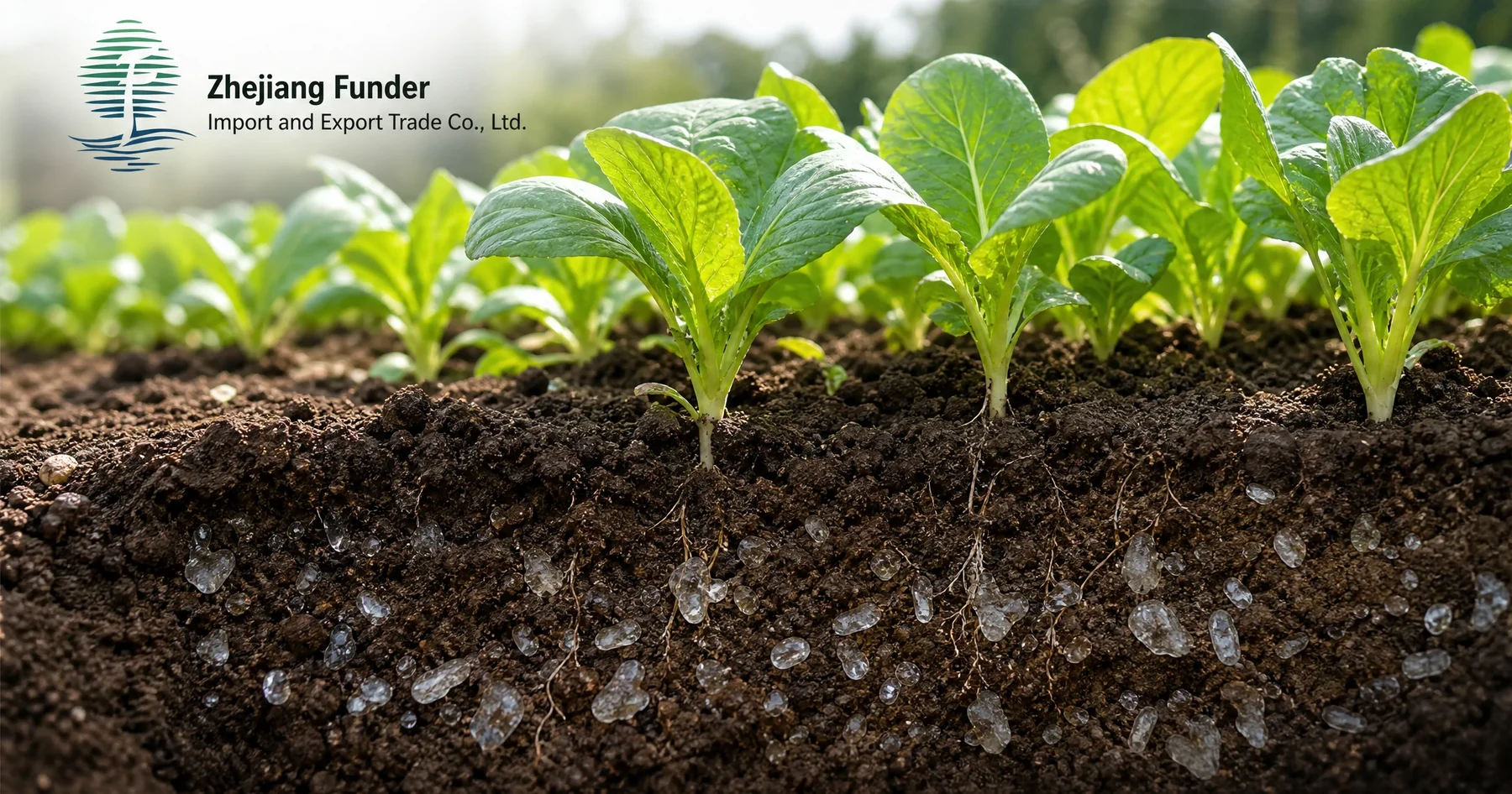 Illustrative vegetable roots, soil and material distribution