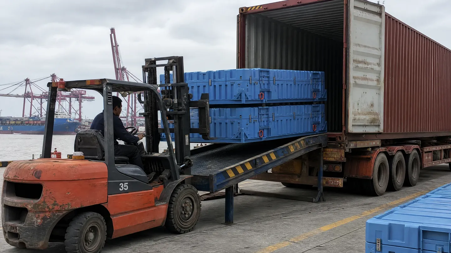 Case transport and container loading illustration